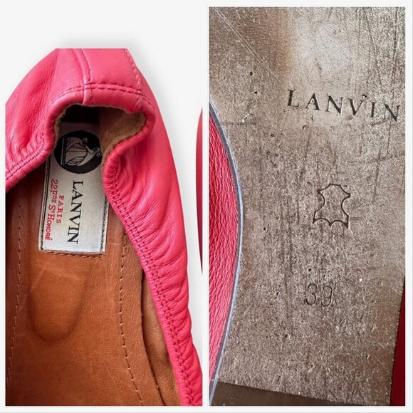 Lanvin Cap-Toe Ballerina Flats. in Red /Orange Leather,  39 EU - Picture 6 of 13